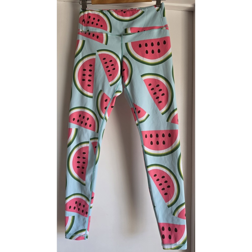 Flexi Lexi Leggings M Watermelon Print Light Blue Pink Green Athleisure